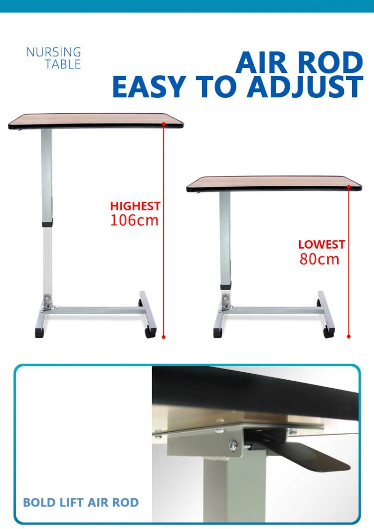 Height Adjustable Hospital Movable Over Bed Medical Patient Bedside Dinner Table