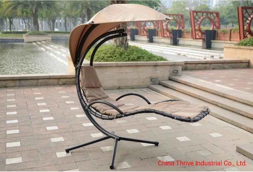 Outdoor Hanging Curved Steel Chaise Lounge Chair Swing