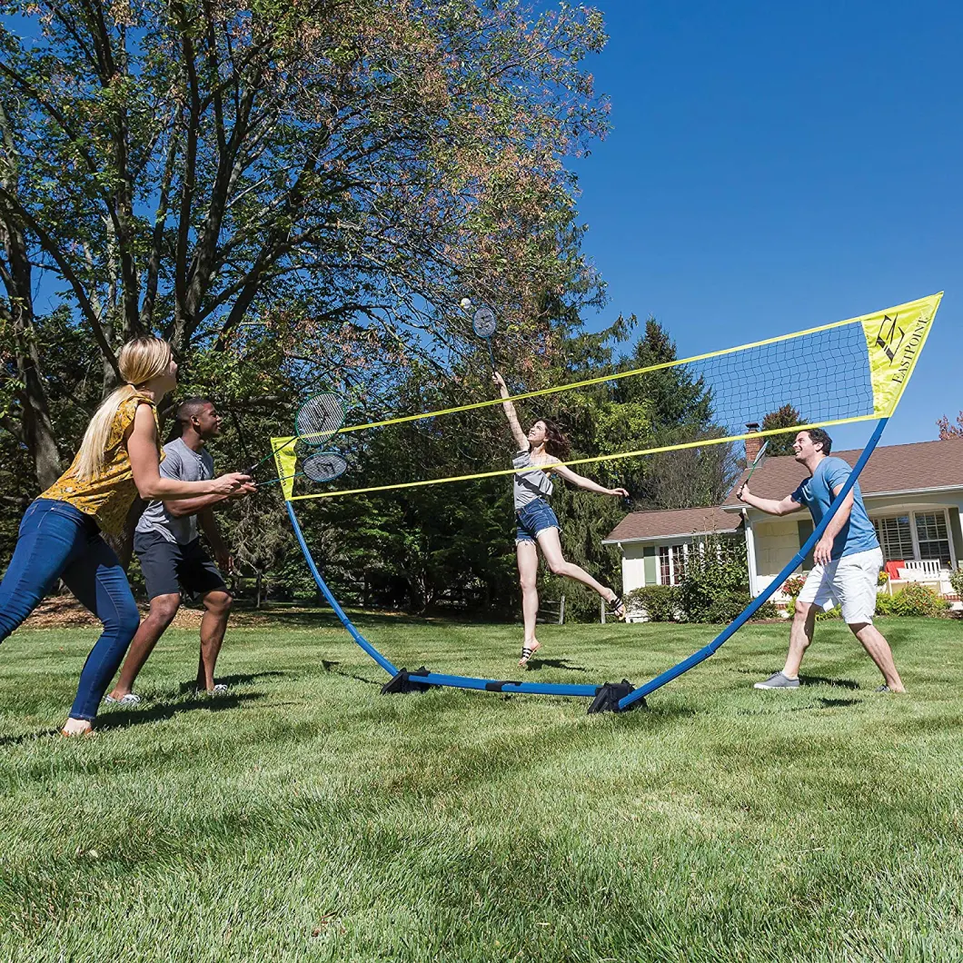 Beach Badminton Set with Net for Tennis, Soccer Tennis, Pickleball, Kids Volleyball Easy Setup