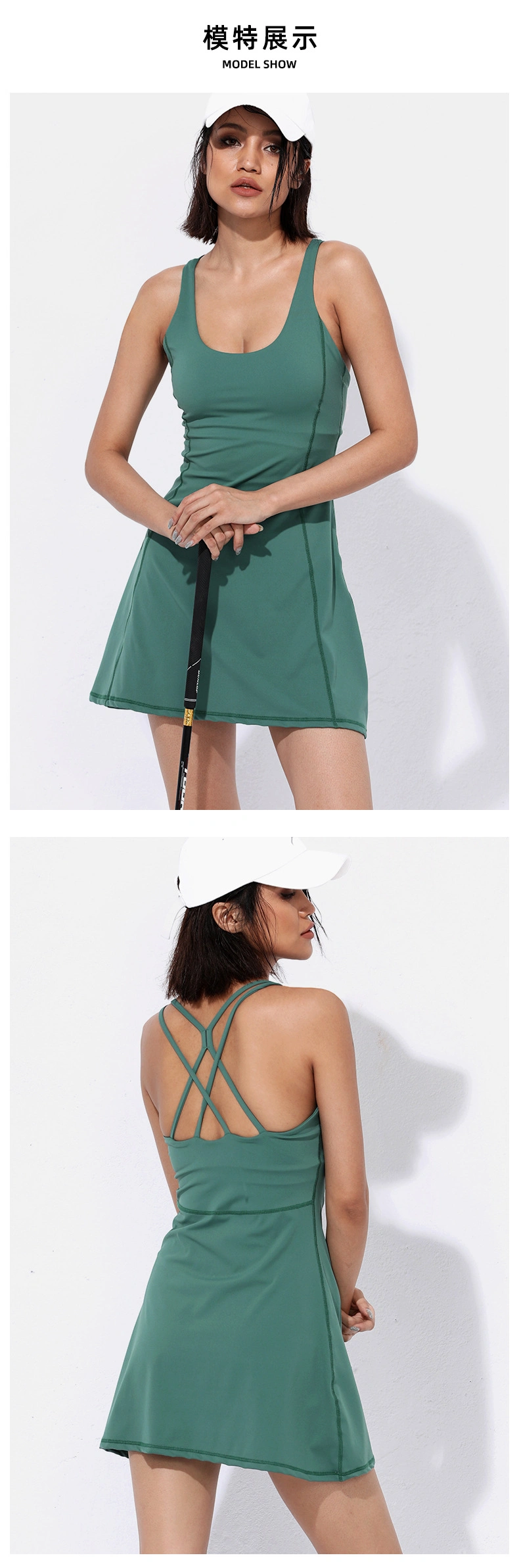 Black Tennis Wear Two Piece Golf Dress Fitness Badminton Tennis Skirts Set