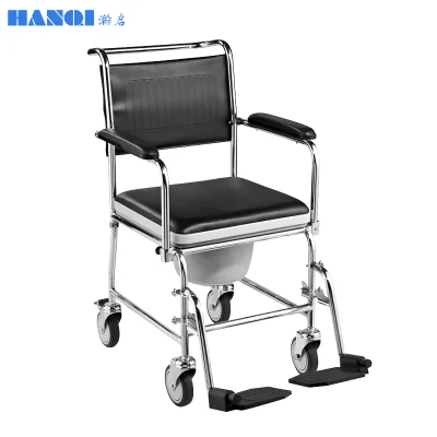 Muti Functional Toilet Chair Steel Frame with Remoable Commode Comfortable Leather Seat