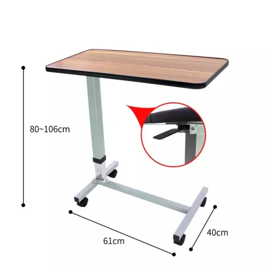 Height Adjustable Hospital Movable Over Bed Medical Patient Bedside Dinner Table