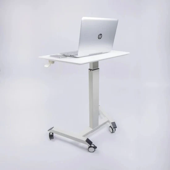 Adjustable Overbed Bedside Table with Wheels Gas Lifting Table for Hospital and Home Medical Use