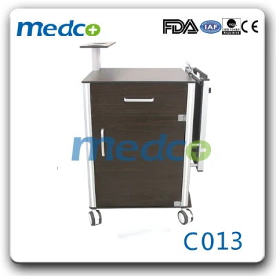 Hospital Bedside Cabinet Medical Used Storage Table with Over Bed Table