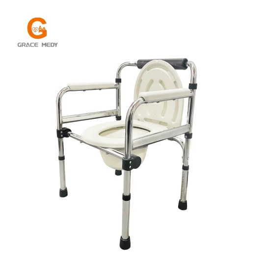 Bedside Folding Aluminum Plastic Shower Commode Toilet Chair Hygiene for Elderly with Bedpan